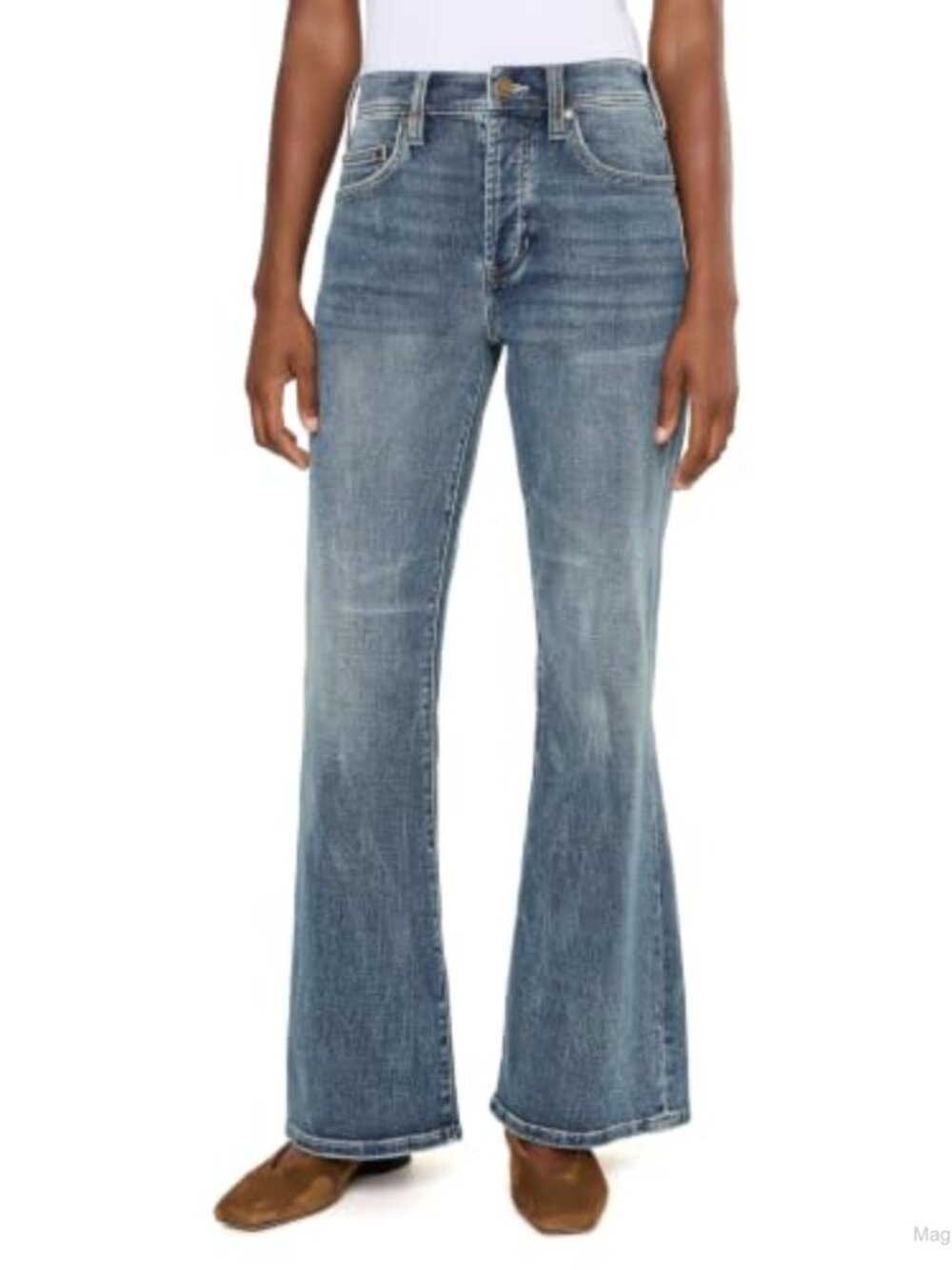Dakota Mid Rise Loose Flare Jeans Cotton Blend 30 Inseam Flared Leg